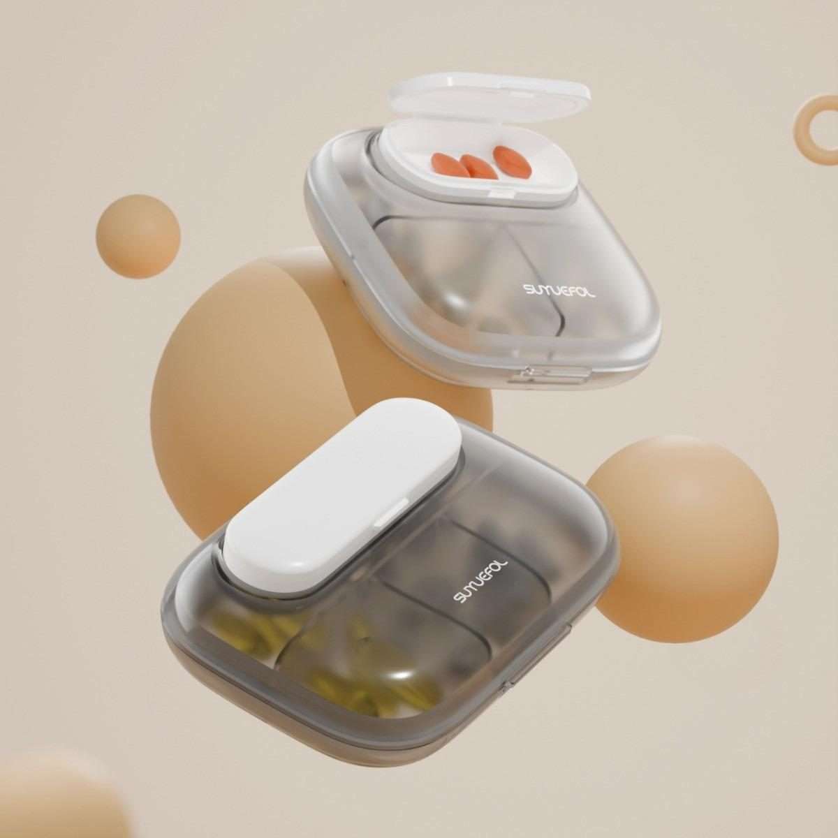 Portable Pill Box Dispenser Sealed Large Capacity Seven Days a Week Medication O ... 6 Grids White