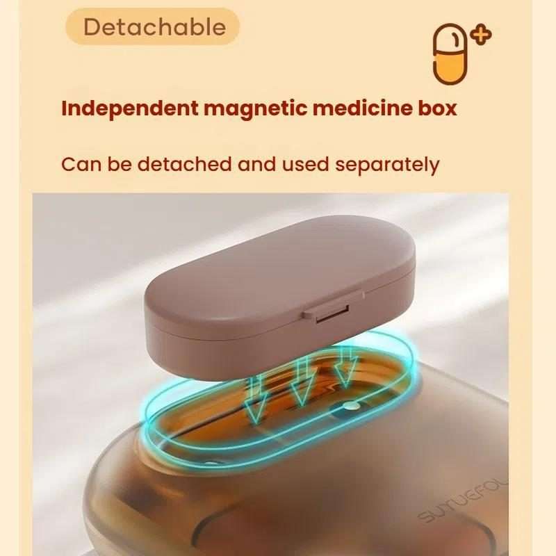 Portable Pill Box Dispenser Sealed Large Capacity Seven Days a Week Medication O ... 6 Grids White