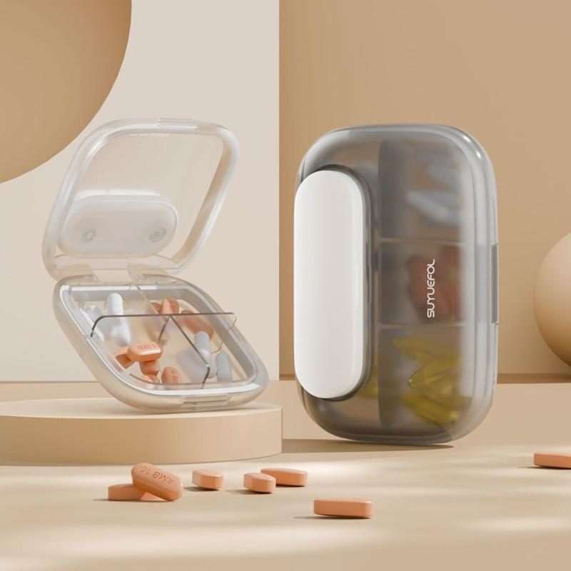Portable Pill Box Dispenser Sealed Large Capacity Seven Days a Week Medication Or ... 6 Grids Gray
