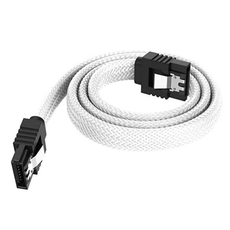 0.5m SATA3.0 With Aluminum Foil Shield Braided Cable Body Computer Hard Drive Power Cable(White)
