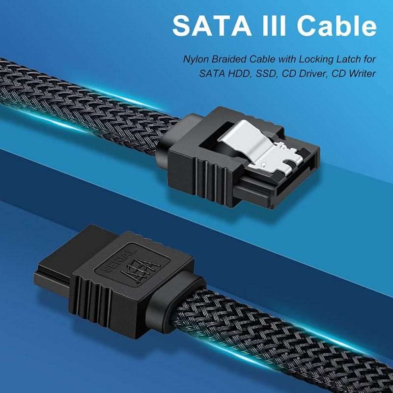 0.5m SATA3.0 With Aluminum Foil Shield Braided Cable Body Computer Hard Drive Power Cable(White)