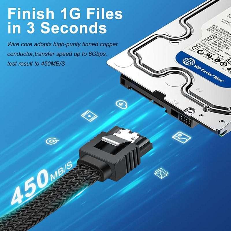 0.5m SATA3.0 With Aluminum Foil Shield Braided Cable Body Computer Hard Drive Power Cable(White)