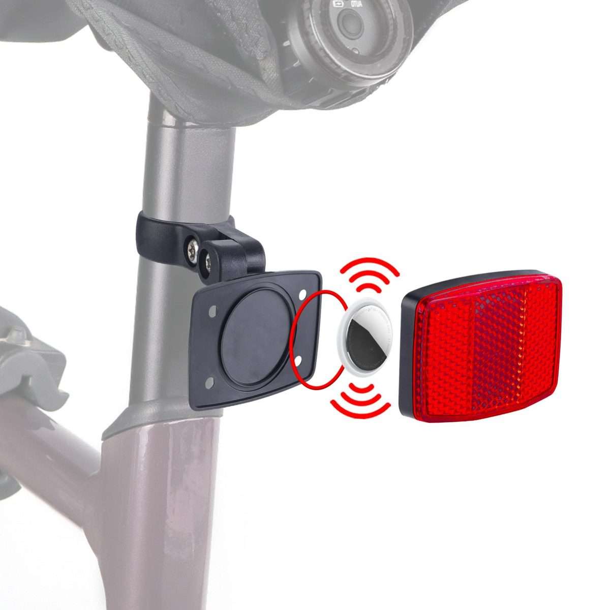 For AirTag 2nd Gen / AirTag 1st Gen Locator Reflective Taillight Bicycle Seat Tu ... (White Light)