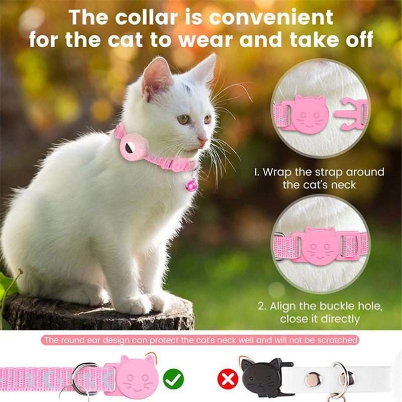 For AirTag 2nd Gen / AirTag 1st Gen Tracker Silicone Case Reflective Stars And Moon Cat ... (Blue)