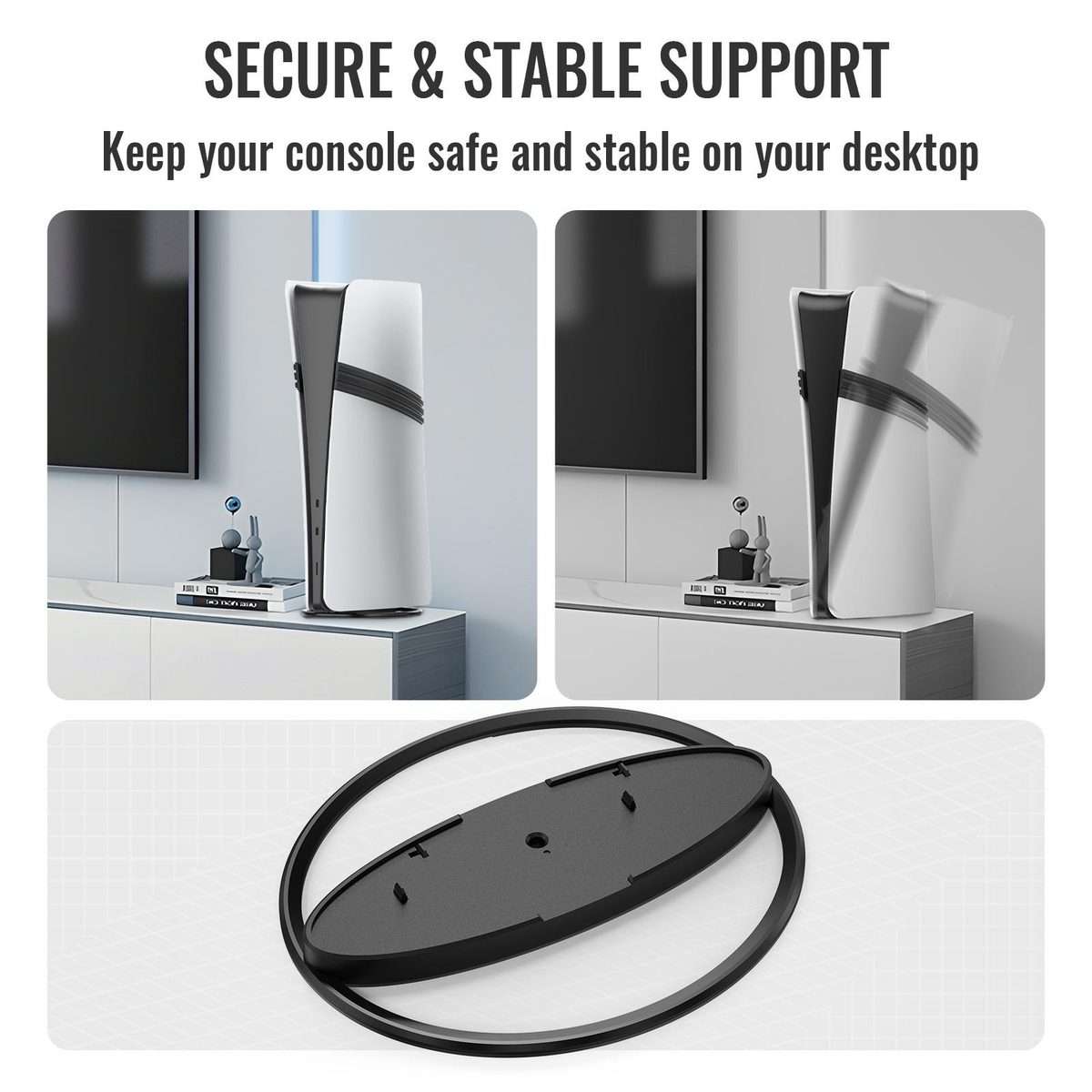 For PS5 / PS5 Slim / PS5 Pro Game Console Desktop Vertical Stand Non-Slip Base(Silver)