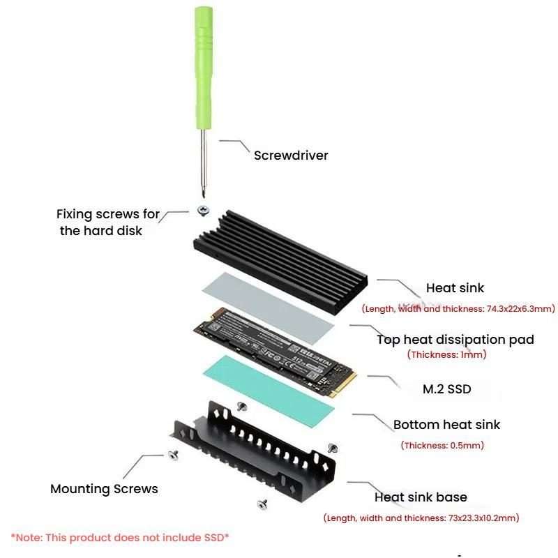 FinalCool M.2 2280 NVME SSD Radiator Aluminum Heat Sink for Desktop PC PS5(Silver)