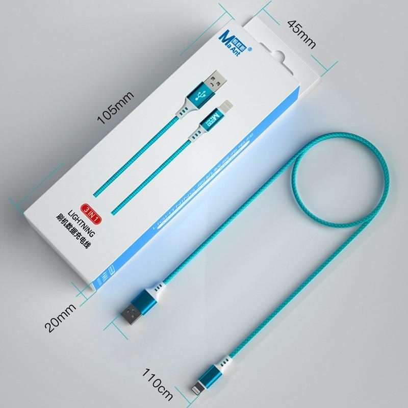 MaAnt 3 In 1 8 Pin Brush Data Charging Cable