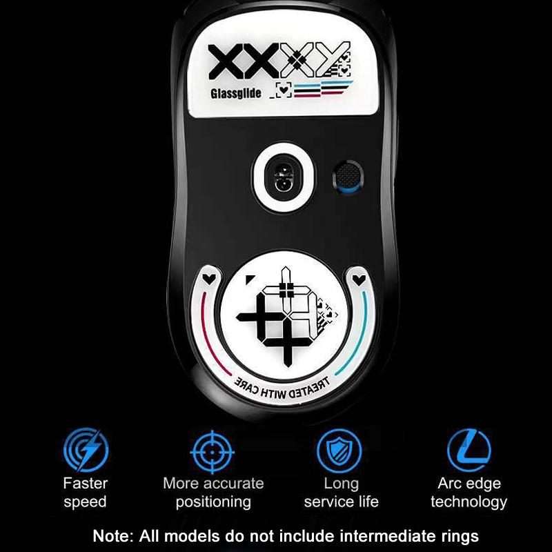 For Logitech GPW Glass Mouse Feet Stickers Anti-Slip Mouse Glide Skates(Printed White)