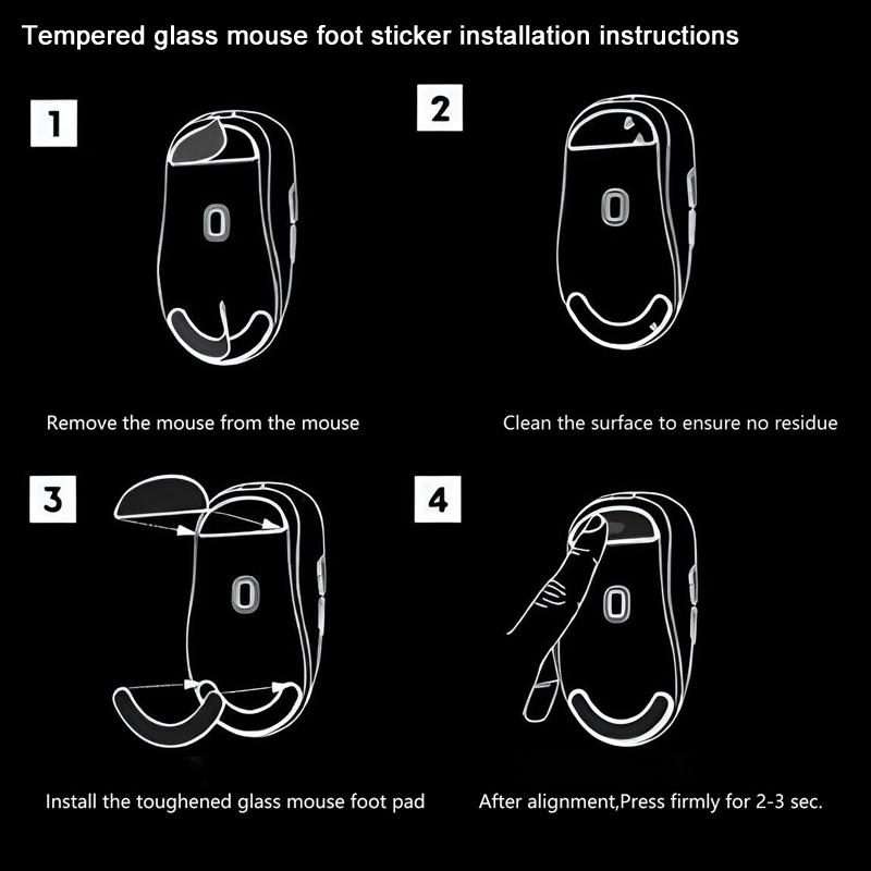 For Logitech GPW Glass Mouse Feet Stickers Anti-Slip Mouse Glide Skates(Printed Black)