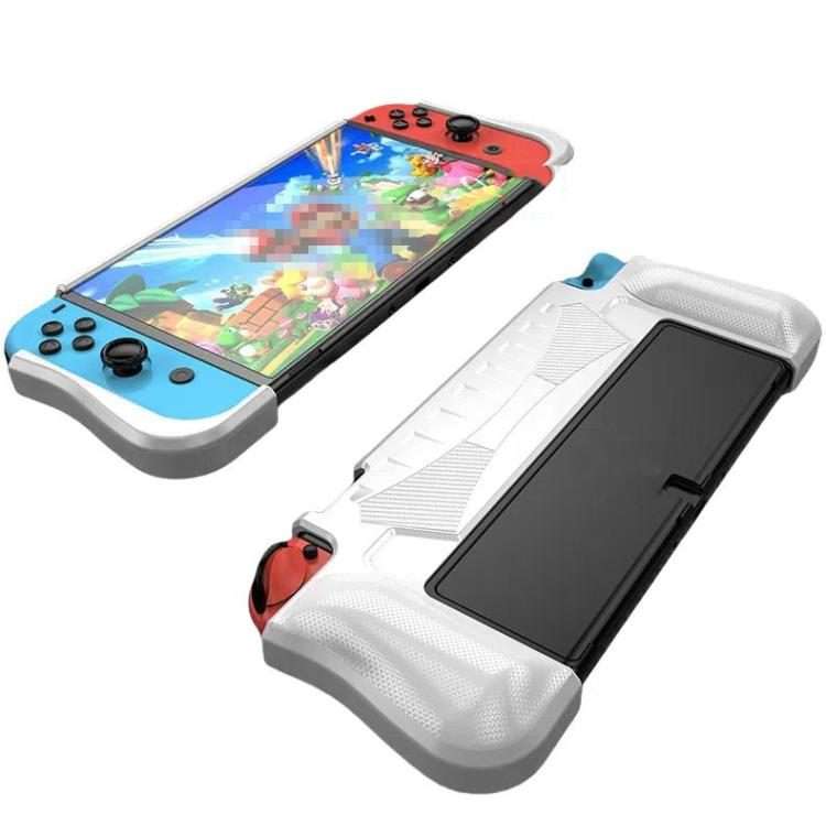 For Switch OLED Console TPU Protective Cover Integrated Shell With 2 Game Card Slots(White)