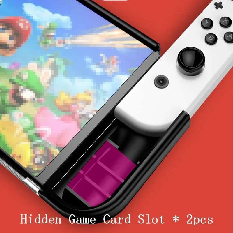 For Switch OLED Console TPU Protective Cover Integrated Shell With 2 Game Card Slots(White)