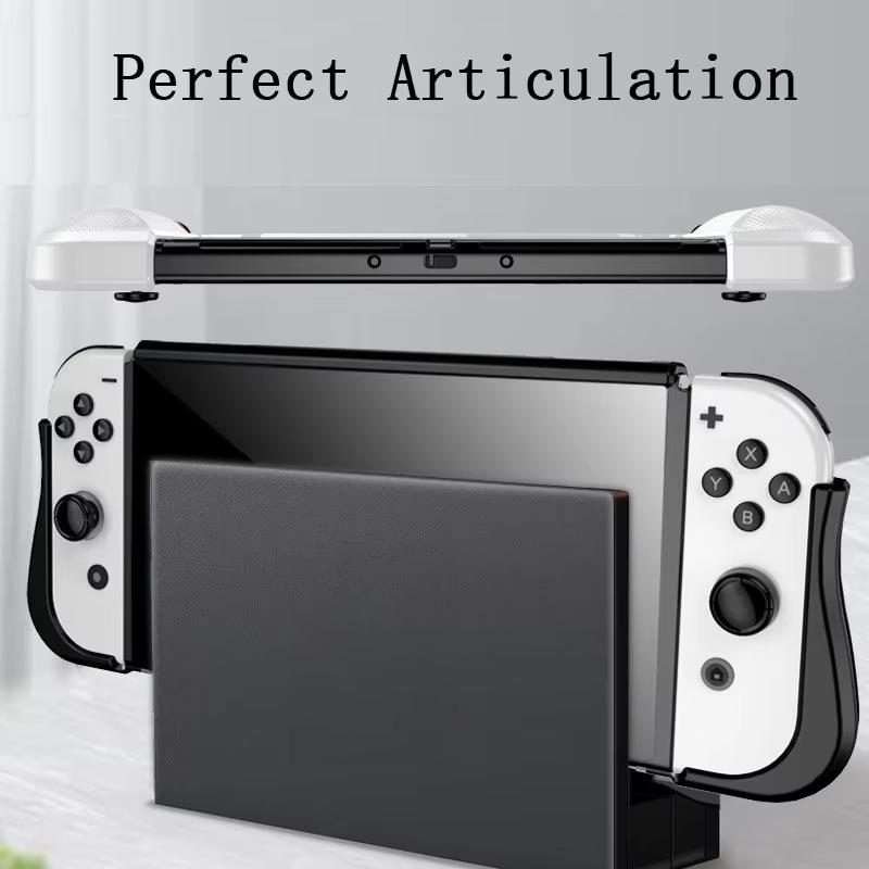 For Switch OLED Console TPU Protective Cover Integrated Shell With 2 Game Card Slots(Black)