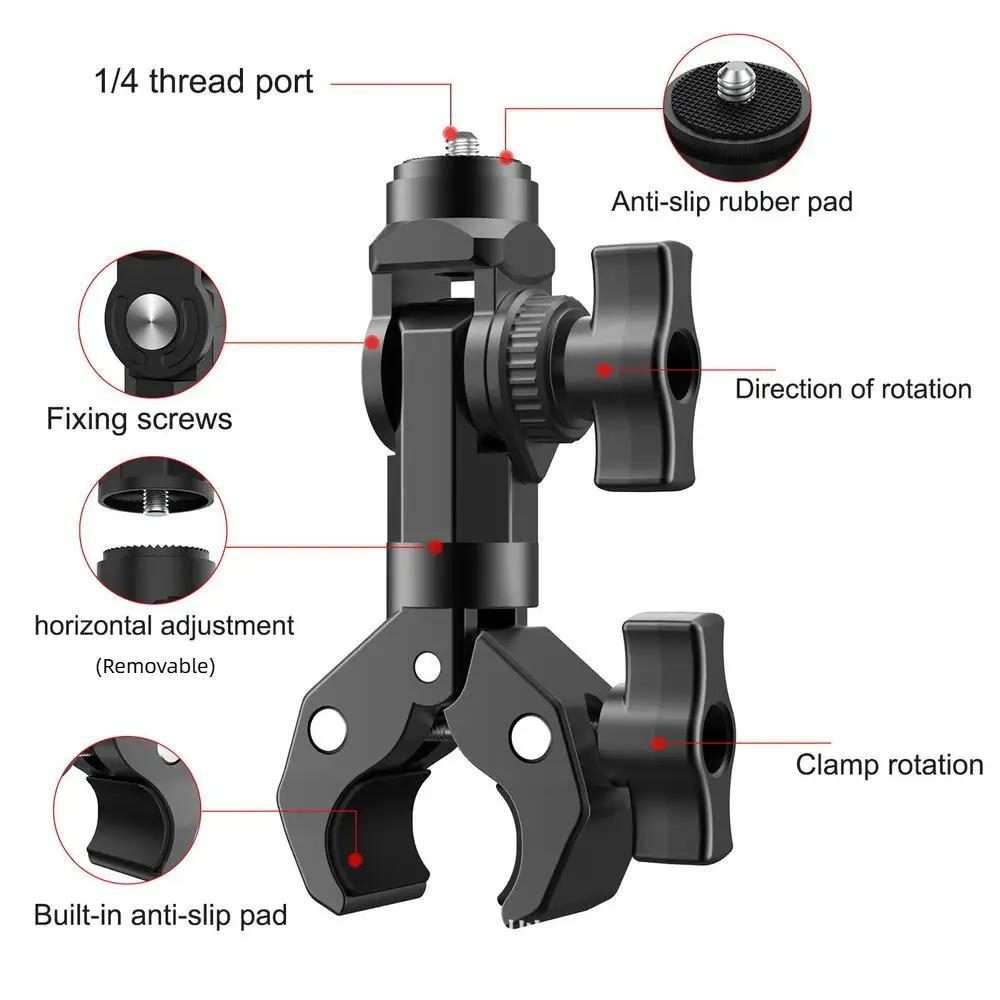 Camera Clip Motorcycle Bicycle Handlebar Crab Clamp For Sports Camera With Adapter