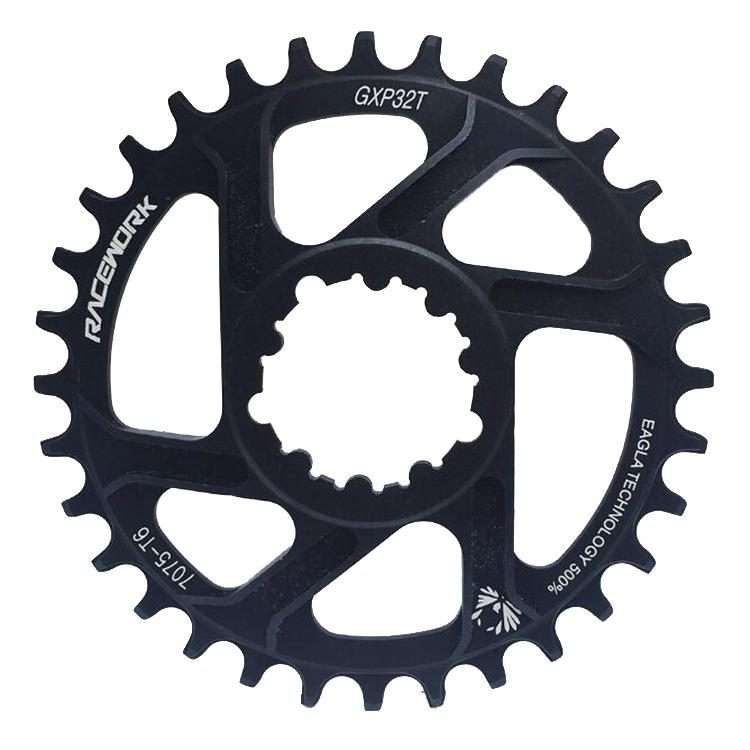 RACEWORK 7075-T6 For SRAM Mountain Bike Single Plate Round Bicycle Sprocket, Spec: 6mm 32T