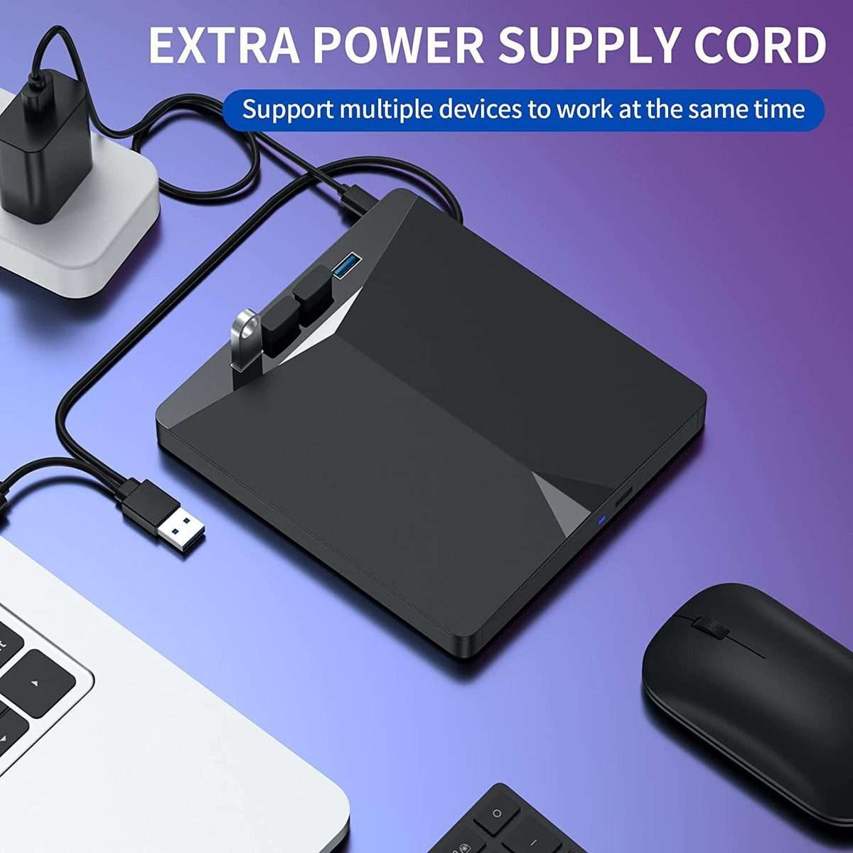 USB3.0 / Type-C External Removable Optical Drive DVD / CD Multi-Interface Writer(Black)