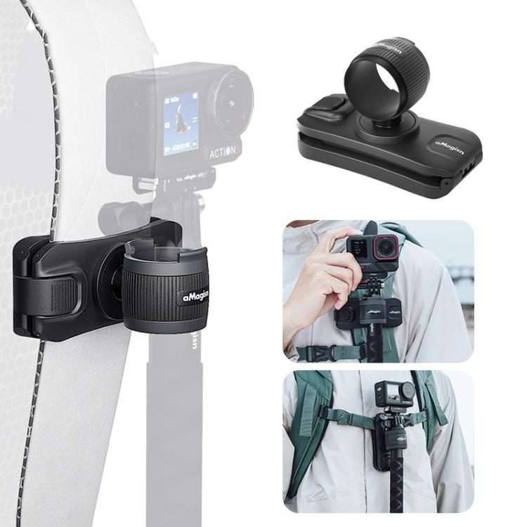 AMagisn Selfie Stick Hanger Action Camera Backpack Quick Attachment for Insta360 / DJI ... (Black)