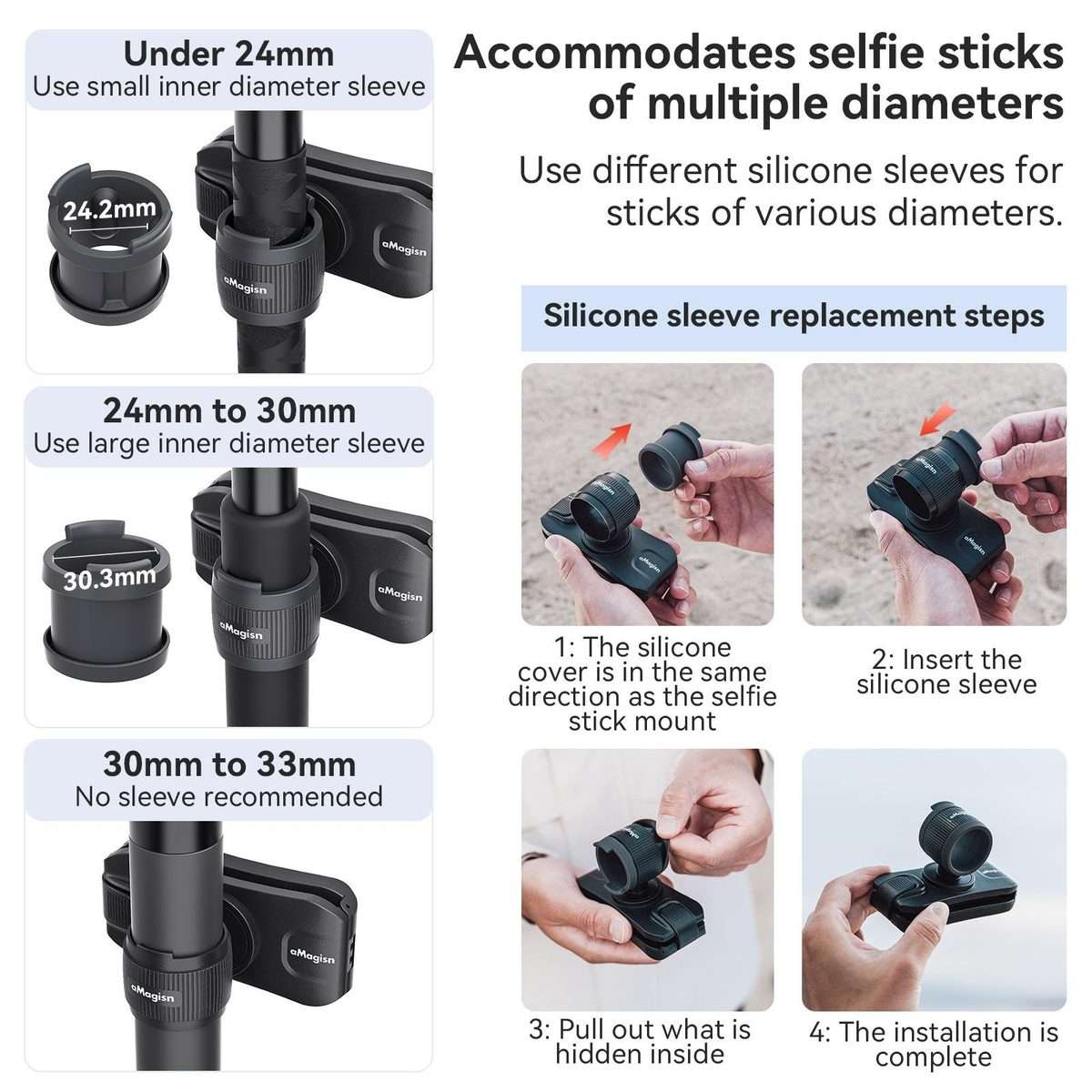 AMagisn Selfie Stick Hanger Action Camera Backpack Quick Attachment for Insta360 / DJI ... (Black)