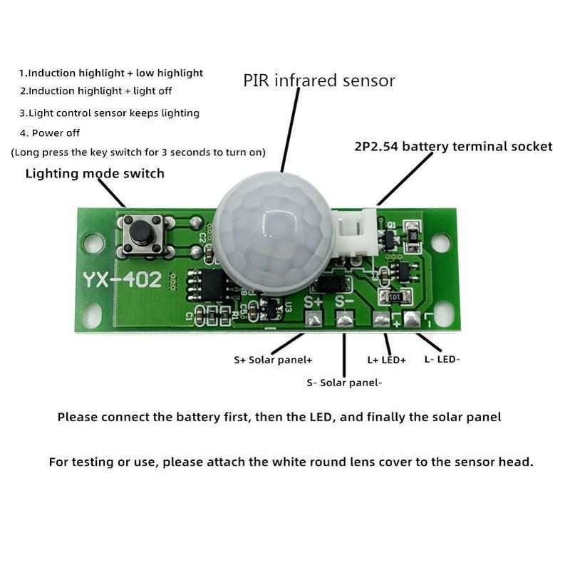 3.7V Infrared Human Sensor Solar Light Circuit Board Solar Wall Light Control Board PIR Wall Light