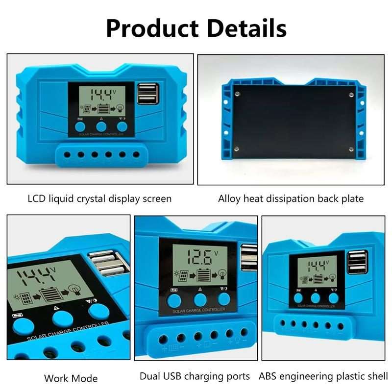 10A 12V 24V Lithium Lead Acid Solar Charge Controller PWM PV Controller With LCD Display