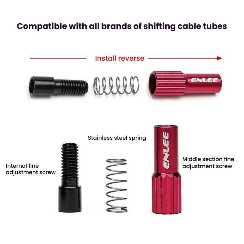 ENLEE Mountain Road Bicycle Shift Center Trim Screws 4mm Cable Brake Cable Adjustment Screw(Red)
