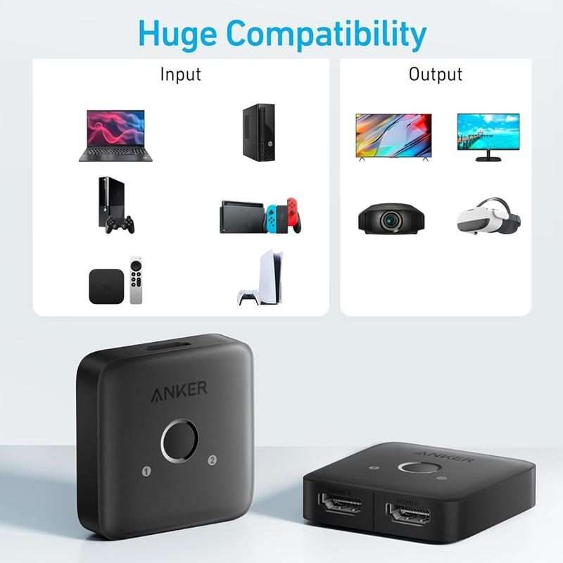 ANKER A83H1 4K 2 Into 1 Out Docking Station HDMI Converter(Black)