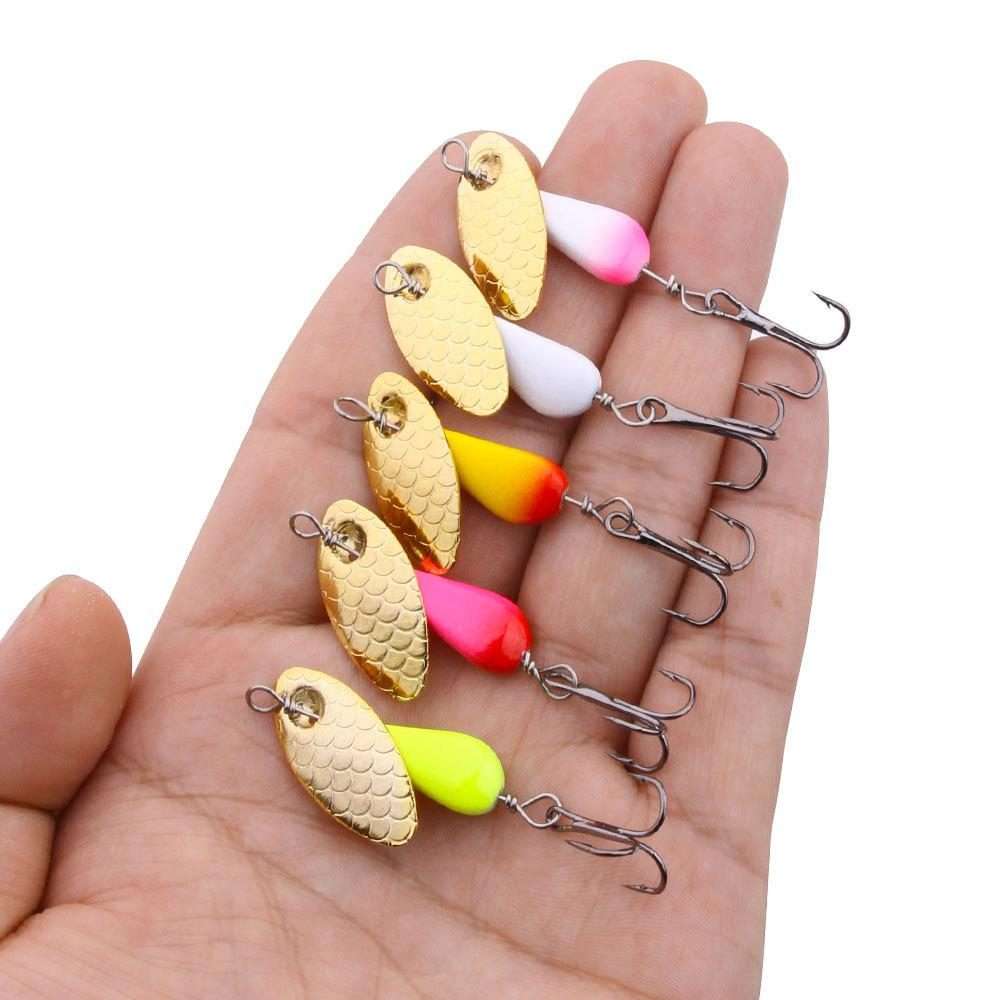 5colors / Box HENGJIA Single Hook Sequins Road Runner Bait Fishing False Lures(5.5CM-4.6G)