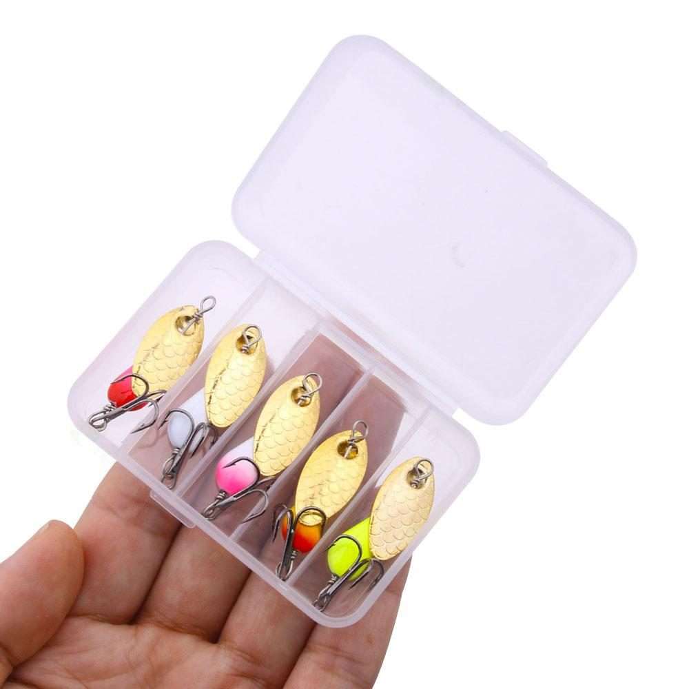 5colors / Box HENGJIA Single Hook Sequins Road Runner Bait Fishing False Lures(5.5CM-4.6G)