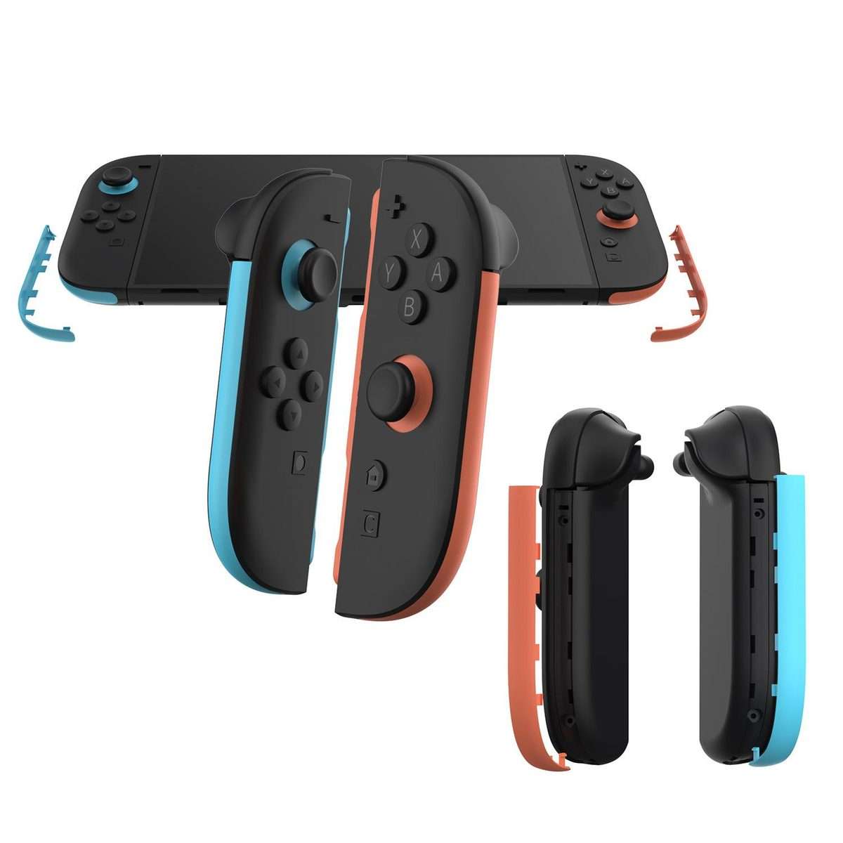 For Nintendo Switch 2 JoyCon Left and Right Handle Decorative Strips(Left Red Right Blue)