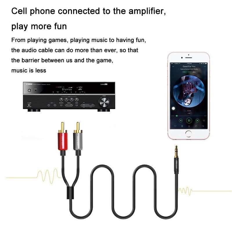 VEGGIEG 3.5mm 3.5 To 2RCA Audio Cable Cell Phone Computer Speaker Connection Cable, Length: 5m