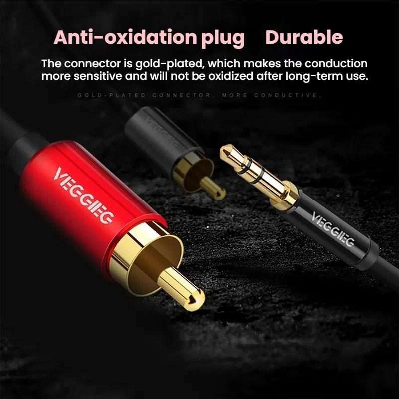 VEGGIEG 3.5mm 3.5 To 2RCA Audio Cable Cell Phone Computer Speaker Connection Cable, Length: 5m