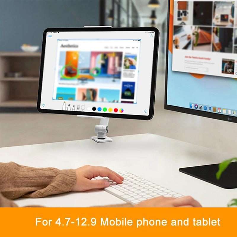 Cell Phone Holder Live Streaming Desktop Folding Phone / Tablet Universal Desk Clip Holder(White)