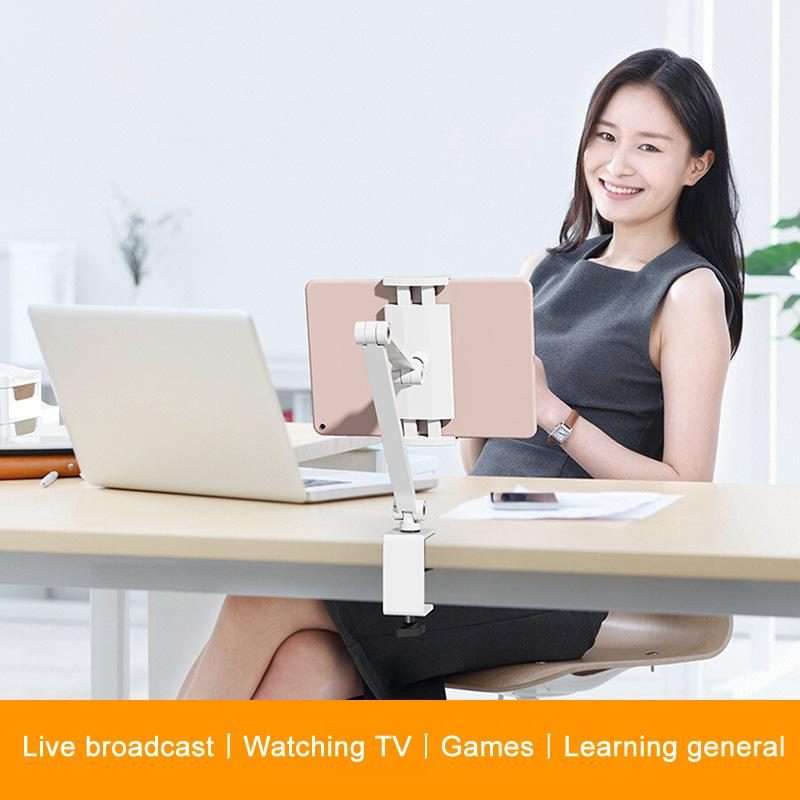 Cell Phone Holder Live Streaming Desktop Folding Phone / Tablet Universal Desk Clip Holder(White)