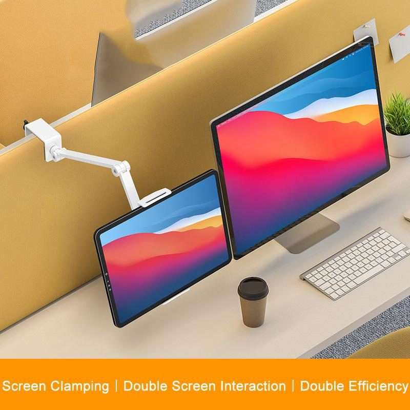 Cell Phone Holder Live Streaming Desktop Folding Phone / Tablet Universal Desk Clip Holder(White)