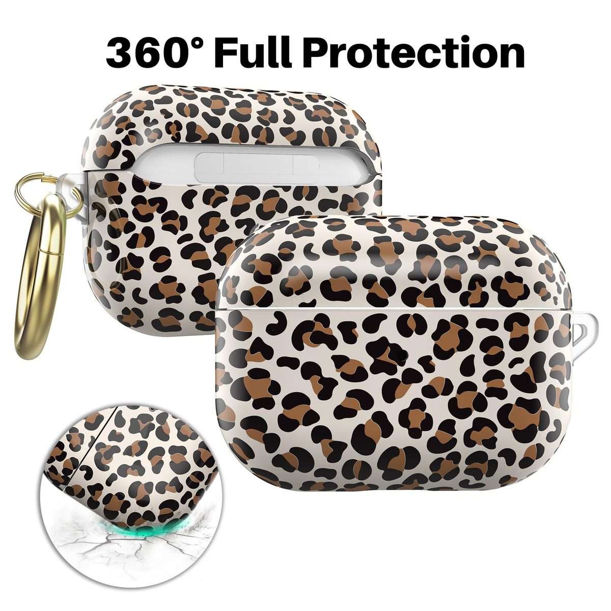 For AirPods Pro 2 / Pro AhaStyle TPU Leopard Print Protective Case(Blue)