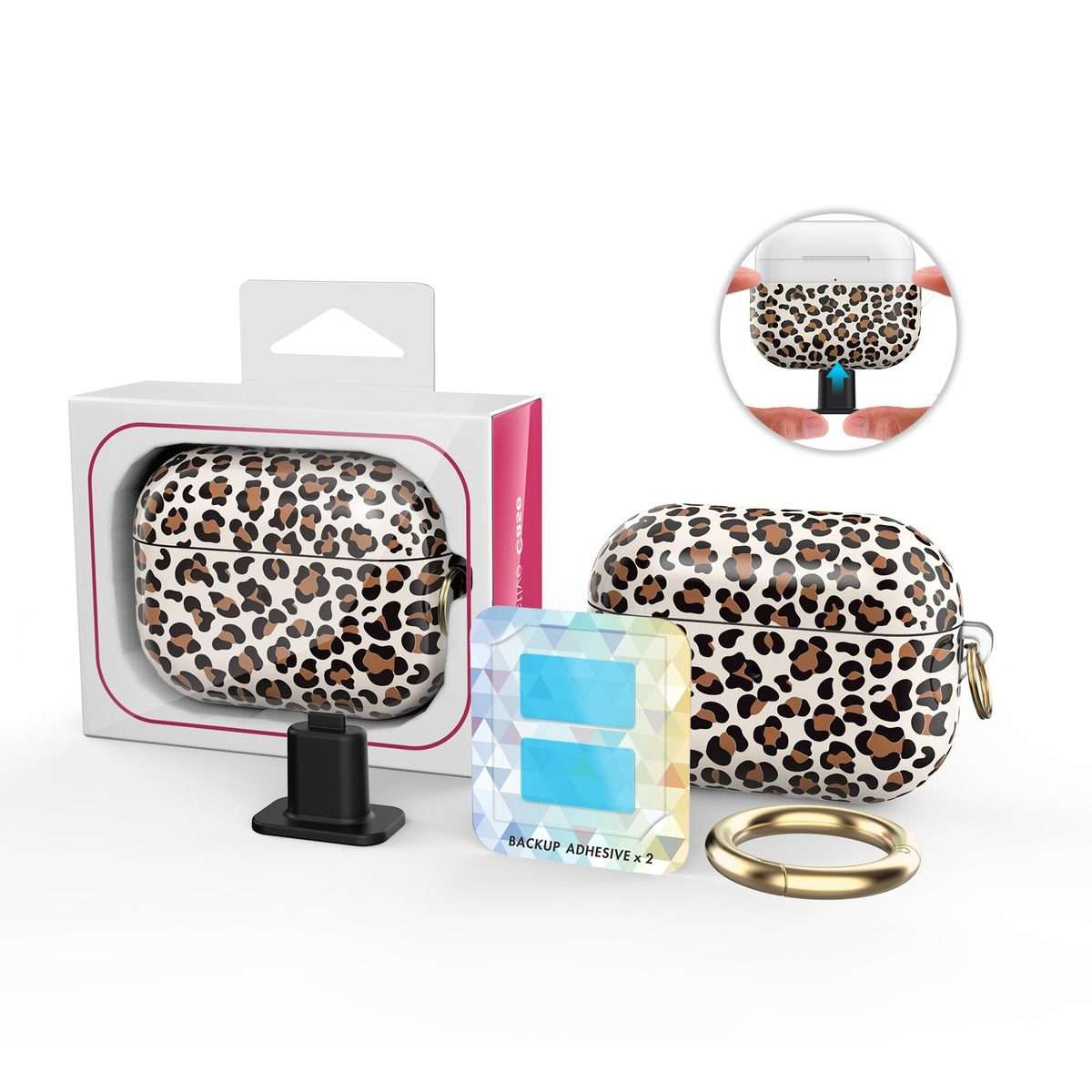 For AirPods Pro 2 / Pro AhaStyle TPU Leopard Print Protective Case(Blue)