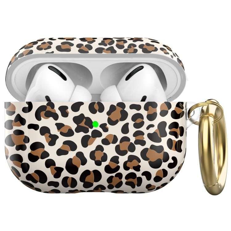 For AirPods Pro 2 / Pro AhaStyle TPU Leopard Print Protective Case(Brown)
