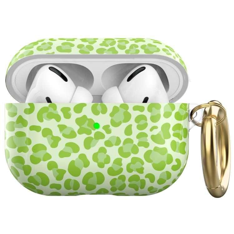 For AirPods Pro 2 / Pro AhaStyle TPU Leopard Print Protective Case(Green)