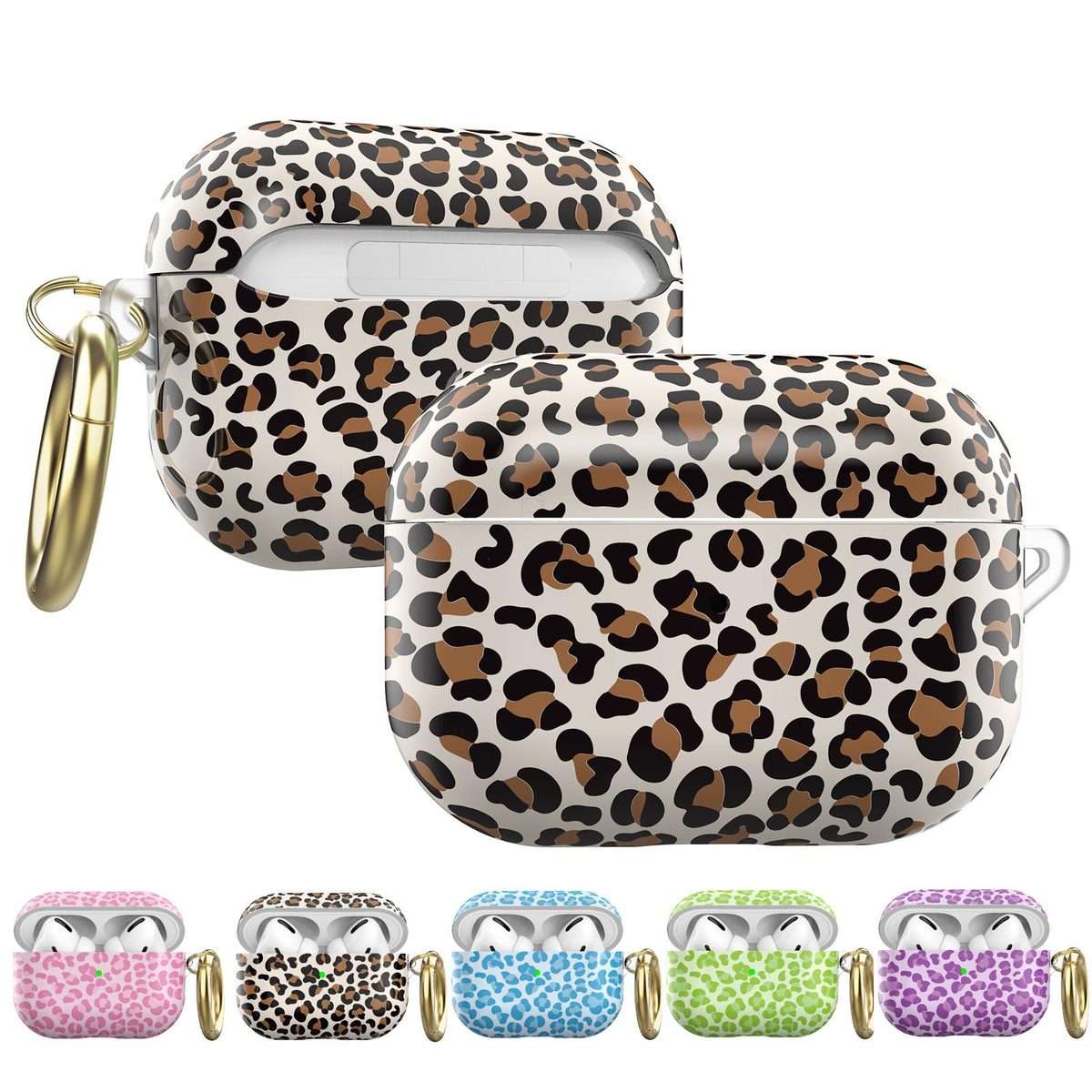 For AirPods Pro 2 / Pro AhaStyle TPU Leopard Print Protective Case(Purple)
