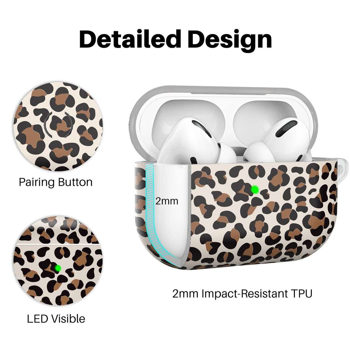 For AirPods Pro 2 / Pro AhaStyle TPU Leopard Print Protective Case(Purple)