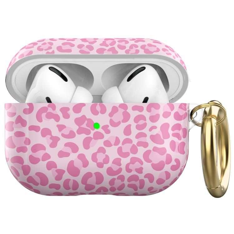 For AirPods Pro 2 / Pro AhaStyle TPU Leopard Print Protective Case(Pink)