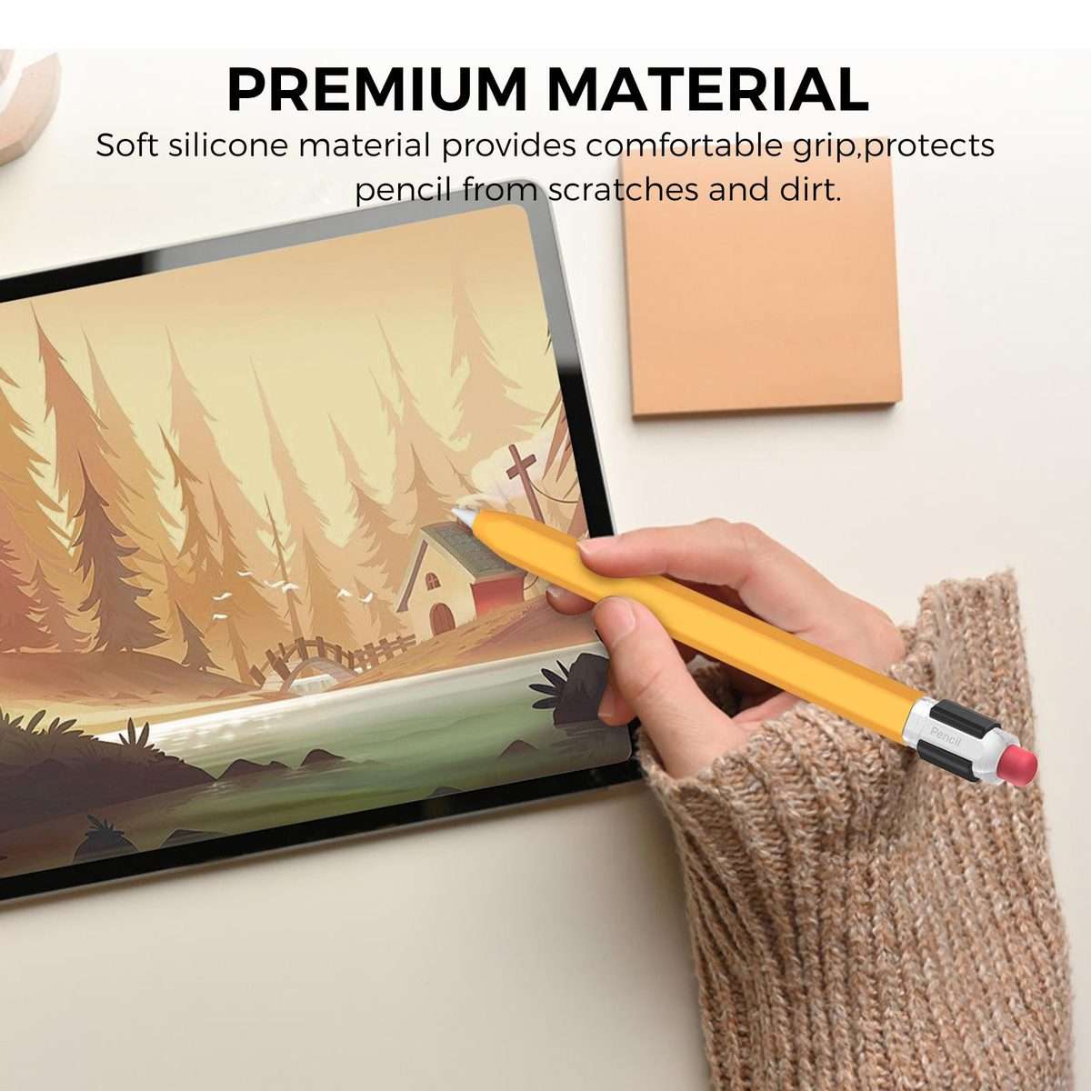 For Apple Pencil USB-C AhaStyle PT180-K Stylus Retro Anti-slip Protection Case(Blue)