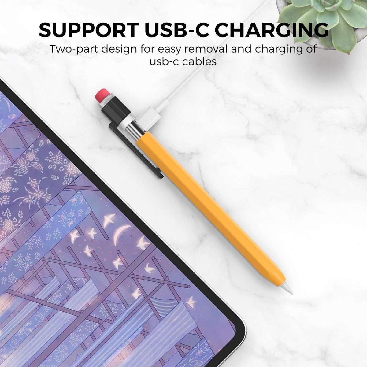For Apple Pencil USB-C AhaStyle PT180-K Stylus Retro Anti-slip Protection Case(Blue)