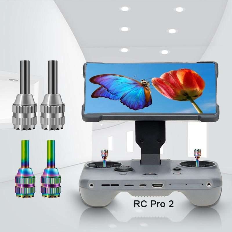 For DJI Mavic 4 Pro / RC Pro 2 Remote Controller Joystick Stainless Steel Thum ... Silver+Colorful