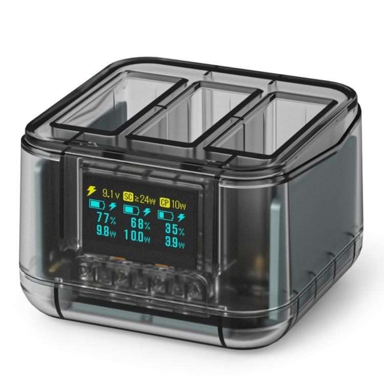 For Insta360 Ace Pro/Ace Pro 2 Battery Charger 3-Channel Fast Charging Sta ... (Transparent Black)