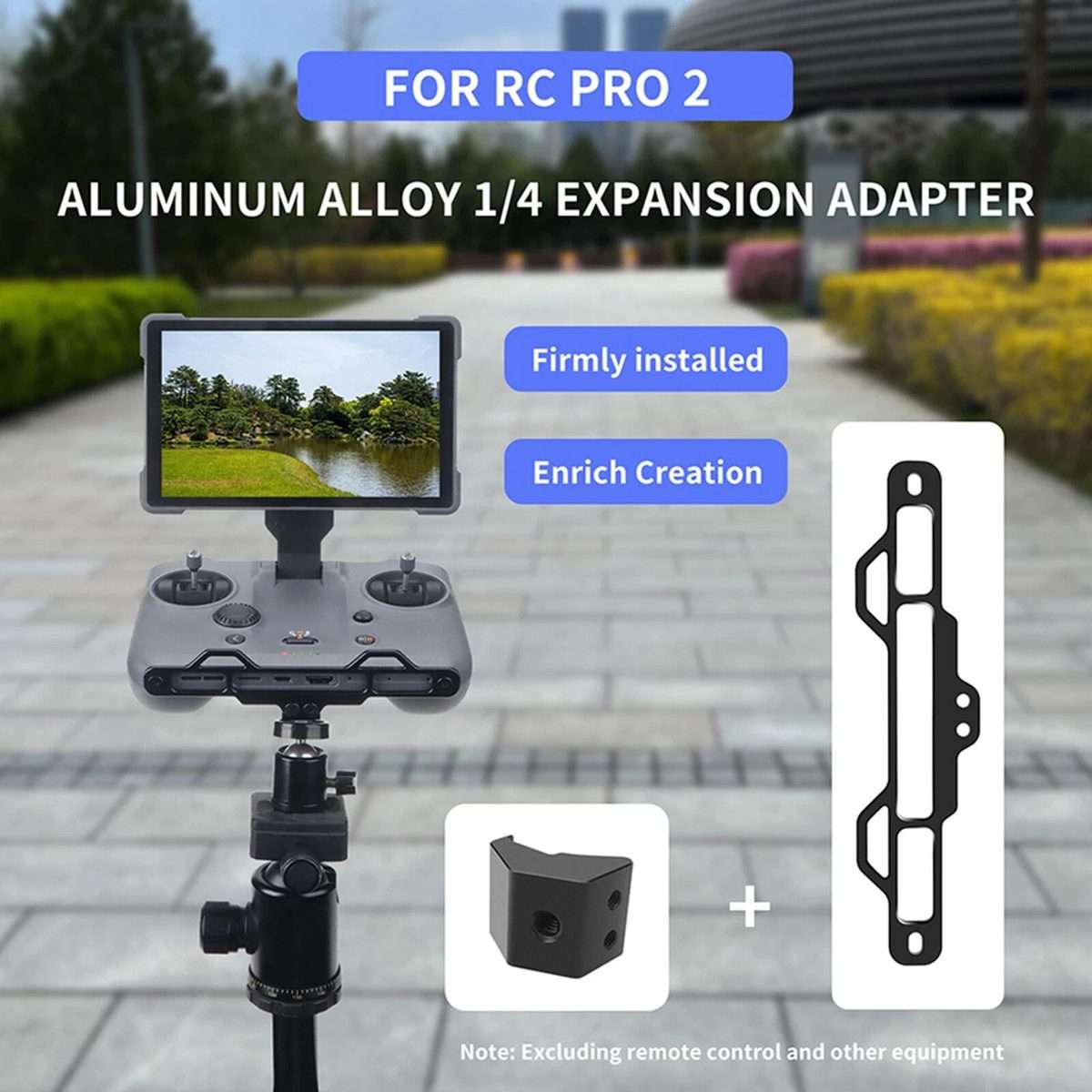 For DJI RC Pro 2 Aluminum Alloy 1/4-inch Tripod Adapter Mounting Bracket(Black)