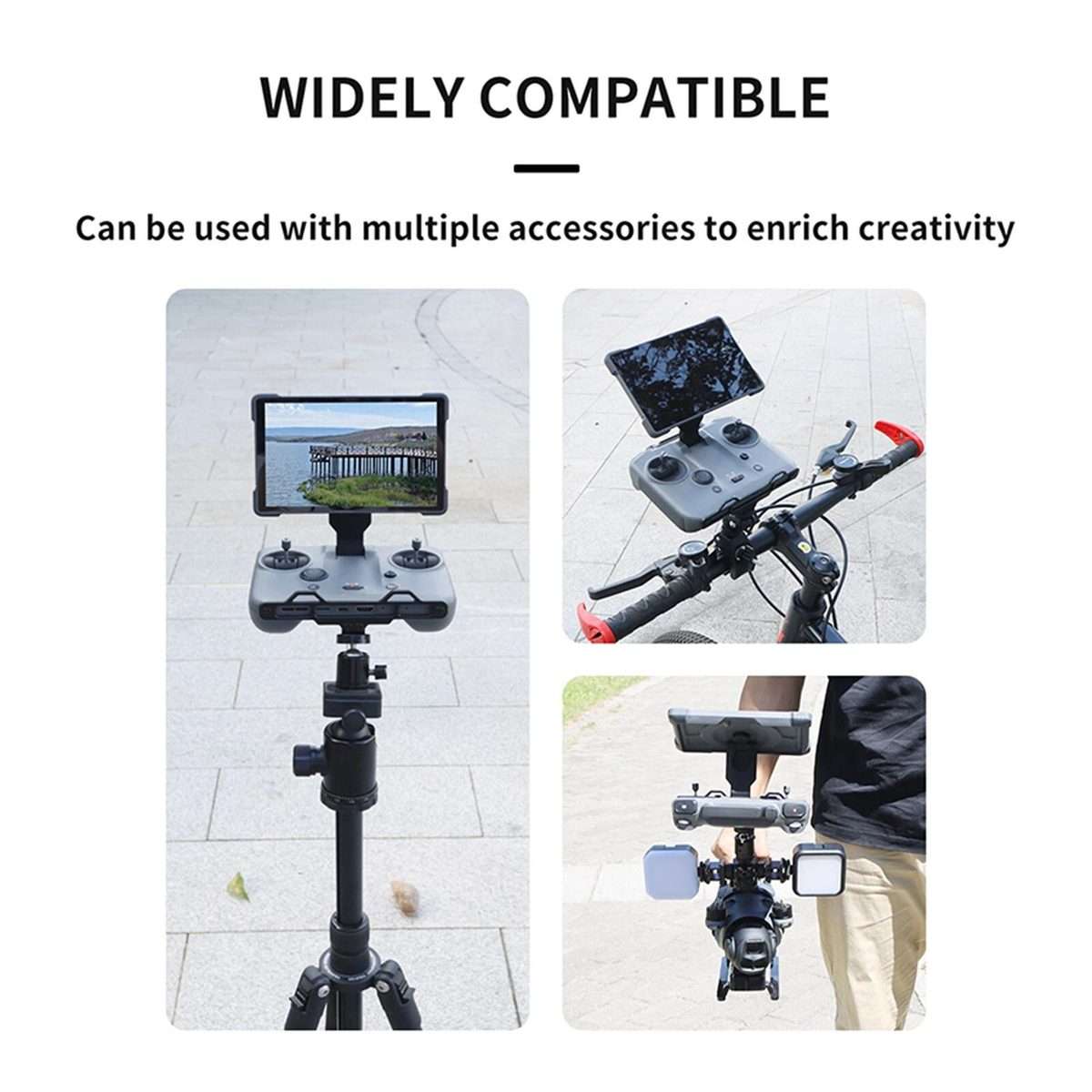 For DJI RC Pro 2 Aluminum Alloy 1/4-inch Tripod Adapter Mounting Bracket(Black)