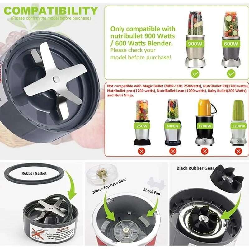 8 In 1 For Nutribullet 600W 900W Replacement Parts Blender Blade Base, Drive Socket, Seals