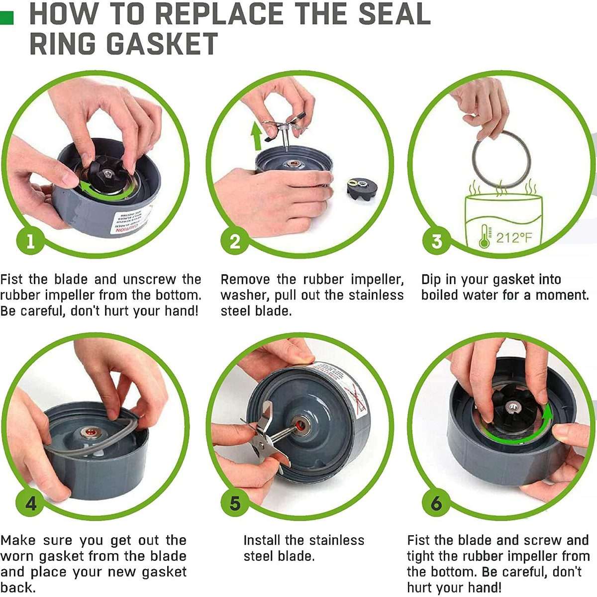 8 In 1 For Nutribullet 600W 900W Replacement Parts Blender Blade Base, Drive Socket, Seals