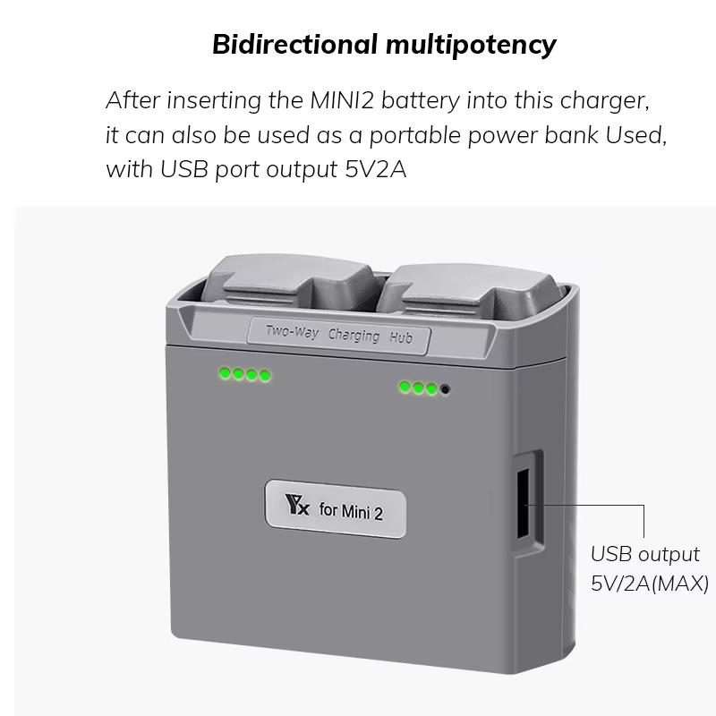 For DJI Mini 2 SE/Mini 2/Mini 4K YX Charger 2-way Battery Charging Hub(Gray)