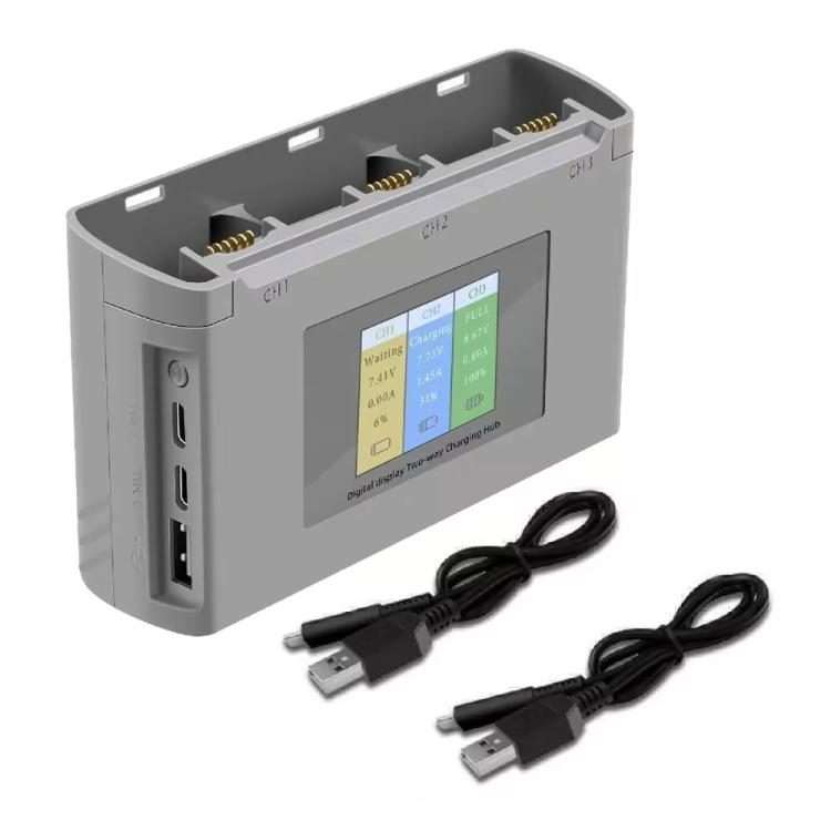 For DJI Mini 2 SE/Mini 2/Mini 4K YX 3-way Battery Charging Hub With Color Screen(Gray)